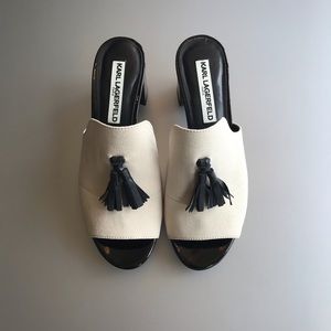 Karl Lagerfeld Paris Hettie Suede Tassel Mules